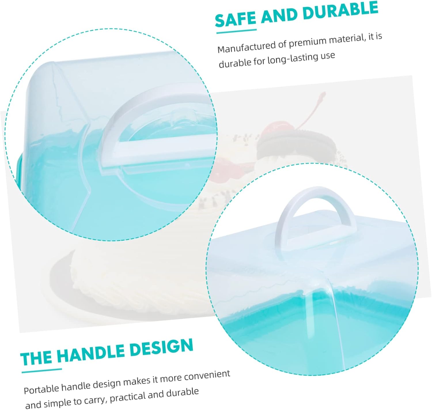 VALICLUD Portable Cake Container with Handle and Transparent Lid Reusable Plastic Cake Storage Holder Lightweight and Compact Carrier for and Freshness Preservation