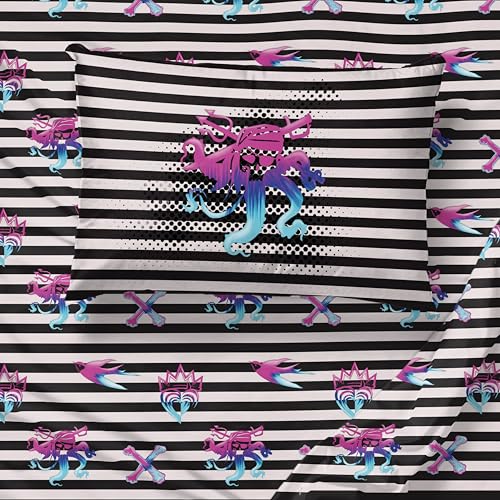 Image of Jay Franco Kids Sheet Set with Fitted, Flat Sheets & Pillow Cover - Ultra-Soft Bedding with Pillowcase for Room Decor, Multi Color - Descendants, 3 Piece Twin