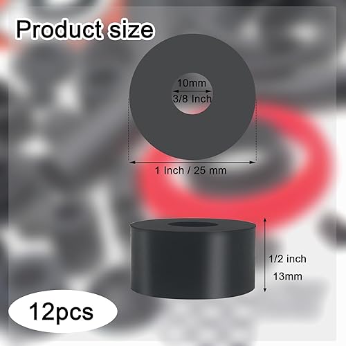 Miniatura 9 de 12 espaciadores de goma multiusos de 1 12 pulgadas de diámetro exterior x 12 pulgadas de diámetro interior x 38 pulgadas de grosor, buje de goma