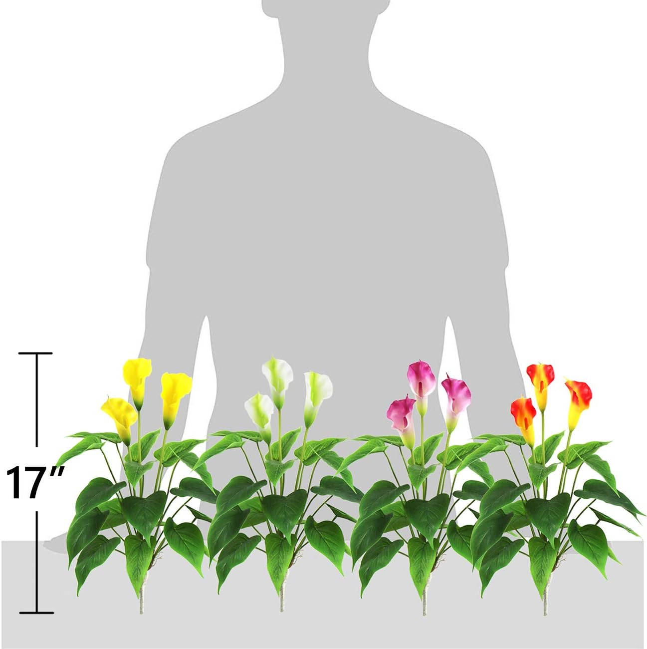 Beebel Artificial Flower 17 inches Calla Lily Silk Plant Fake Bonsai Flowers Greenery Plants for Indoor Outdoor Home Office Bedroom Table Centerpieces Party Decoration 2 Pack (Purple, 2) - Image 2