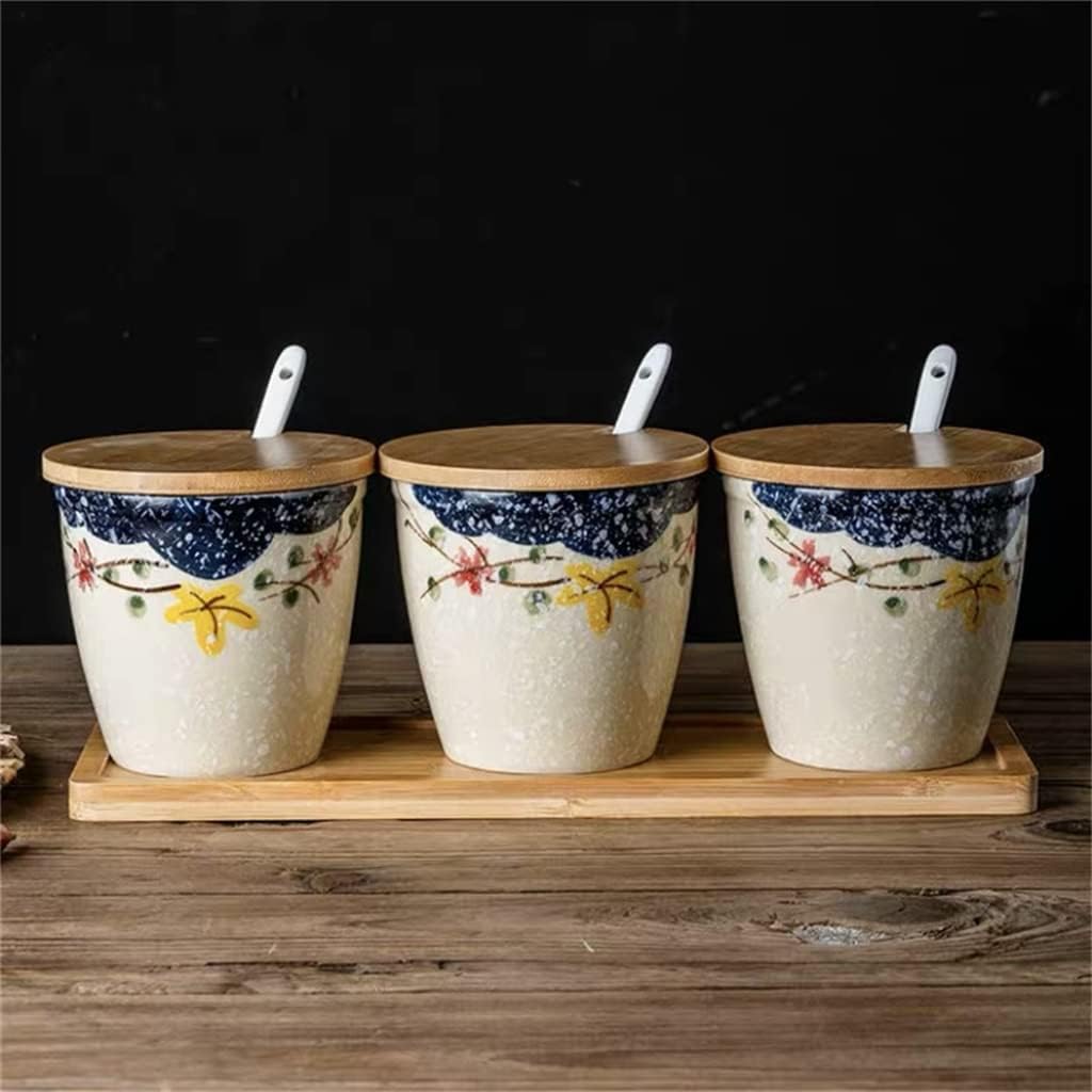 Seasoning jar Ceramic Home Spice Shaker Kitchen Tools Salt and Pepper Shaker Storage Restaurant Spice Jar Set (C