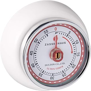 Zassenhaus Magnetic Retro 60 Minute Kitchen Timer, 2.75-Inch, White