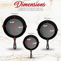 Vista 2 de NutriChef Pre-Seasoned Cast Iron Skillets - 3 Pieces Cast Iron Cookware Set w/Drip Spout and Scraper - Compatible with Induction, Electric Stovetop