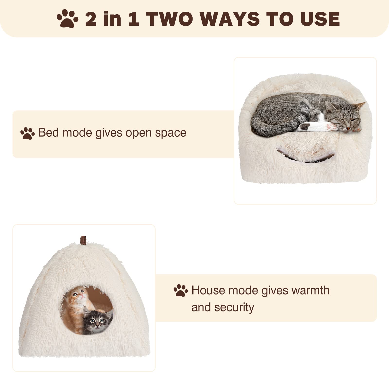 CATISM cuccia gatto, cuccia gatto interno, cuccia per gatti cuccia gatto chiusa, cucce per gatti da interno, cuccia per gatti da interno, igloo gatto casa gatto rimovibile e lavabile (Bianco)