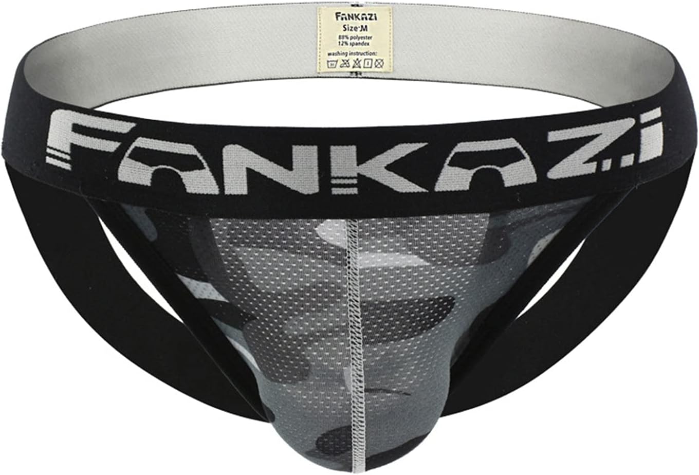 Hansber Men's Underwear Briefs Camo Printed Thong G-String Lingerie Boxer Shorts Bugle Pouch Nightwear