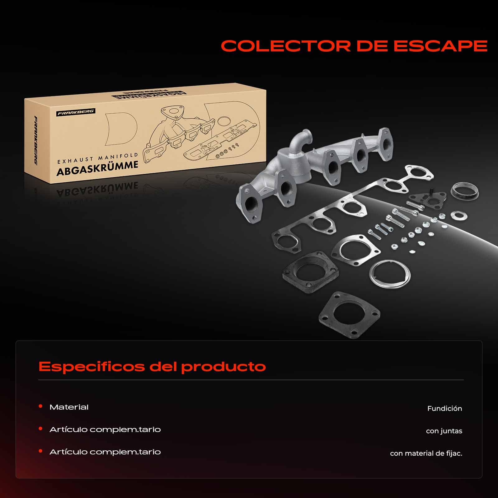 Frankberg Colector de escape Compatible con M.u.l.t.i.v.a.n V 7EF 7EM 7EN 7HF 7HM 7HN 2.5 TDI Transporter V Bus 7EB 7EJ 7HB 7HJ 2.5 TDI 070253017A