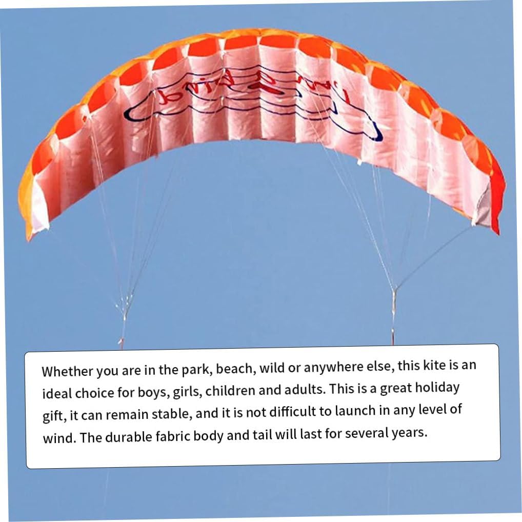 1PC Parafoil Kite Plaid Cloth Dual Line Surfing Parachute Beach Kite Outdoor Fun Toys Orange