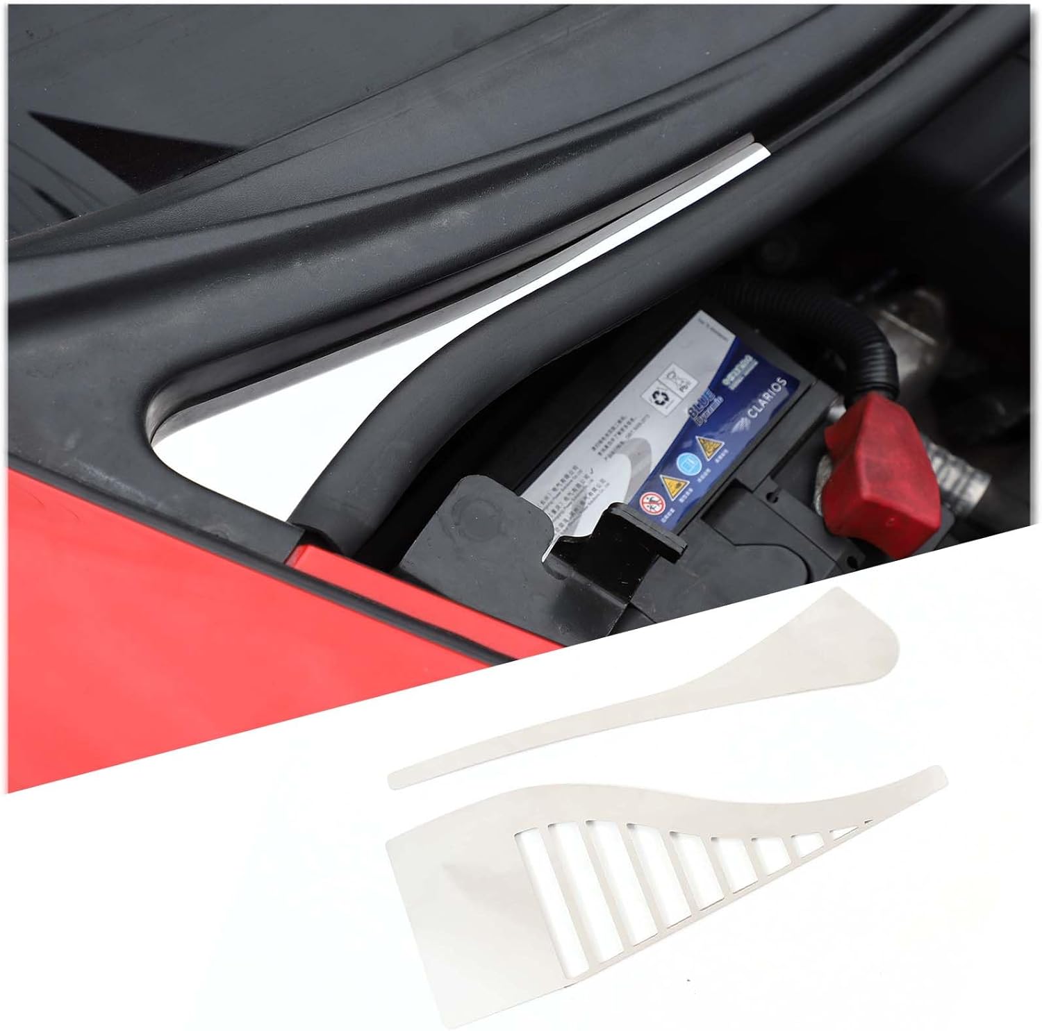 PIUGILH Car Engine Bay Decorative Cover Fit for Corvette C6 2005-2013 Accessories, Stainless Steel Engine Nacelle Guide Channel Cover Parts, 2Pcs