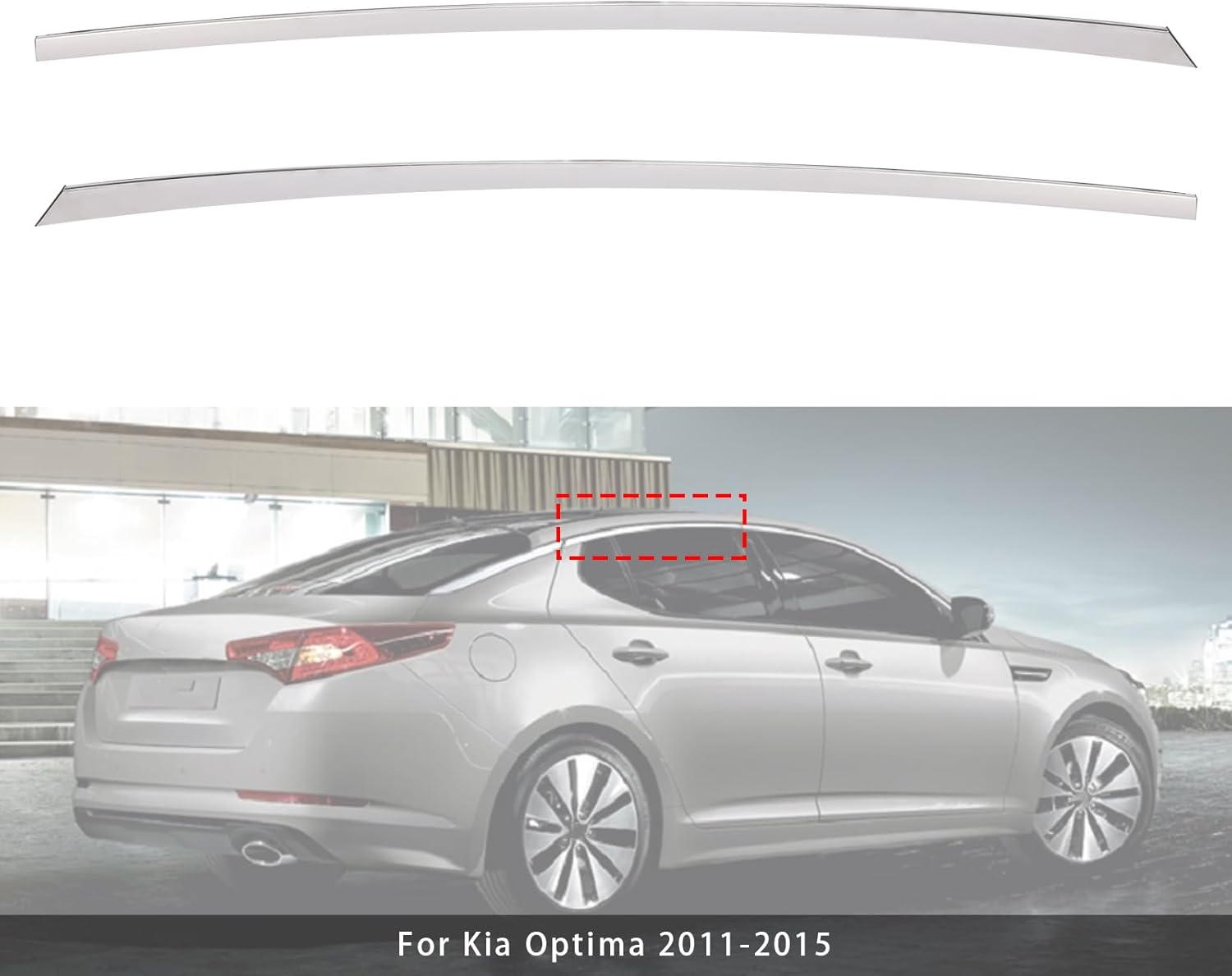 Areyourshop Left Right Side Upper Rear Door Panel Trim Molding Chrome 838602T000 838502T000 for Kia Optima 2011-2015