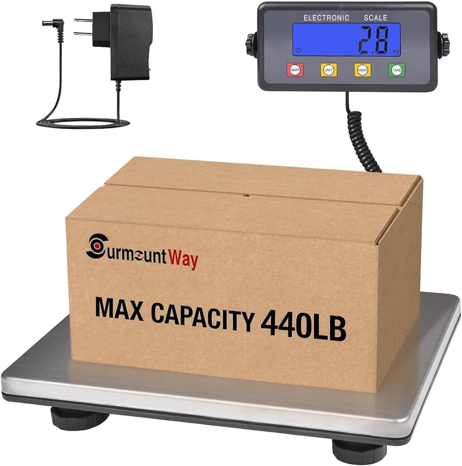 Large Platform Heavy Duty Shipping Scale(15.3”x11.8”), 440lbs High Accurate Digital Scale for Packages with Hold/Tare/Timer Function, Industrial Scale&Postal Scale for Weighing/Luggage/Package/Mailing