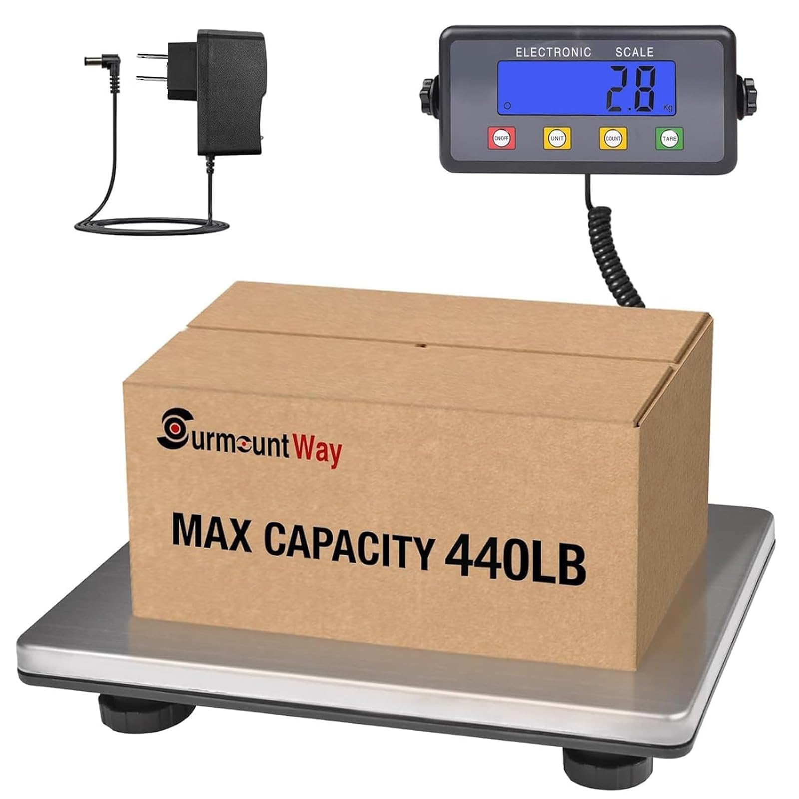 SurmountWay Large Shipping Scale, 440lb/0.35oz Digital Postal Scale with Tare/Count/Auto-Off Function, High Accurate Shipping Scale for Packages,Small Business,Luggage,Warehouse,Home (15.3"x11.8")