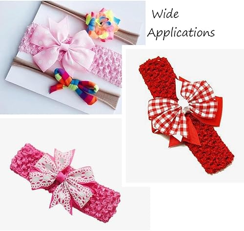 Miniatura 2 de KISSITTY 2 rollos de cintas elásticas de ganchillo de 10.93 yardas, de poliéster rojo, banda elástica de ganchillo plano para envolver regalos,