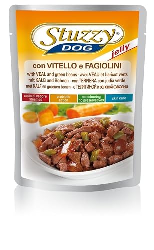 Stuzzy, Alimento Húmedo para Perros Adultos con Ternera Y Judías Verdes, Bocaditos (24 Bolsas De 100g)