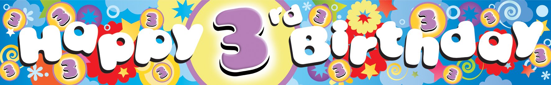 Amscan 2.7 m Holog Happy 3rd Birthday Banner Party Accessory