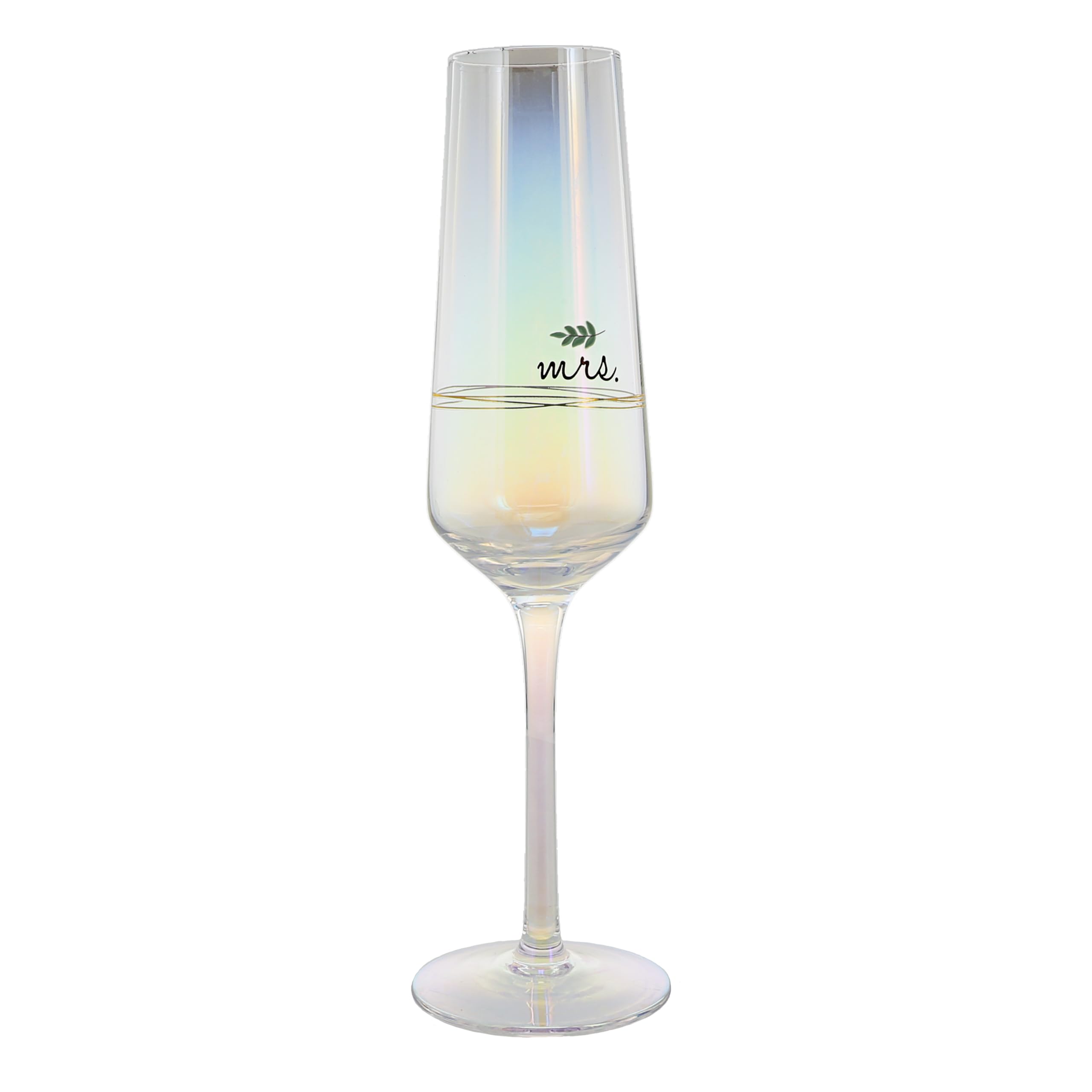 Pavilion Gift Company - Mrs. - Flûte à champagne en verre irisé de 237 ml, verre de mariage et flûte à grille-pain, cadeau de mariage pour couple, 1 pièce (lot de 1), 7,6 x 7,6 x 25,4 cm