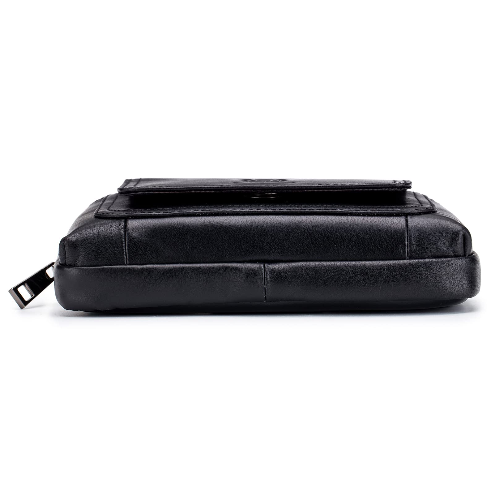 HUIOP Riñonera de hombre de piel Riñonera con trabilla para cinturón, riñonera para hombre, Negro , 09