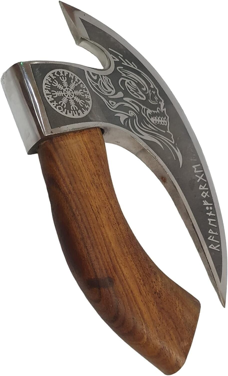 Ręcznie robiony nóż do pizzy, 26 centymetrów, ostrze do cięcia ze stali węglowej, skóra sheath, wzór czaszki, styl wikingów nóż do pizzy. Multi-Purpose Cutter… (uchwyt do owoców różanych)