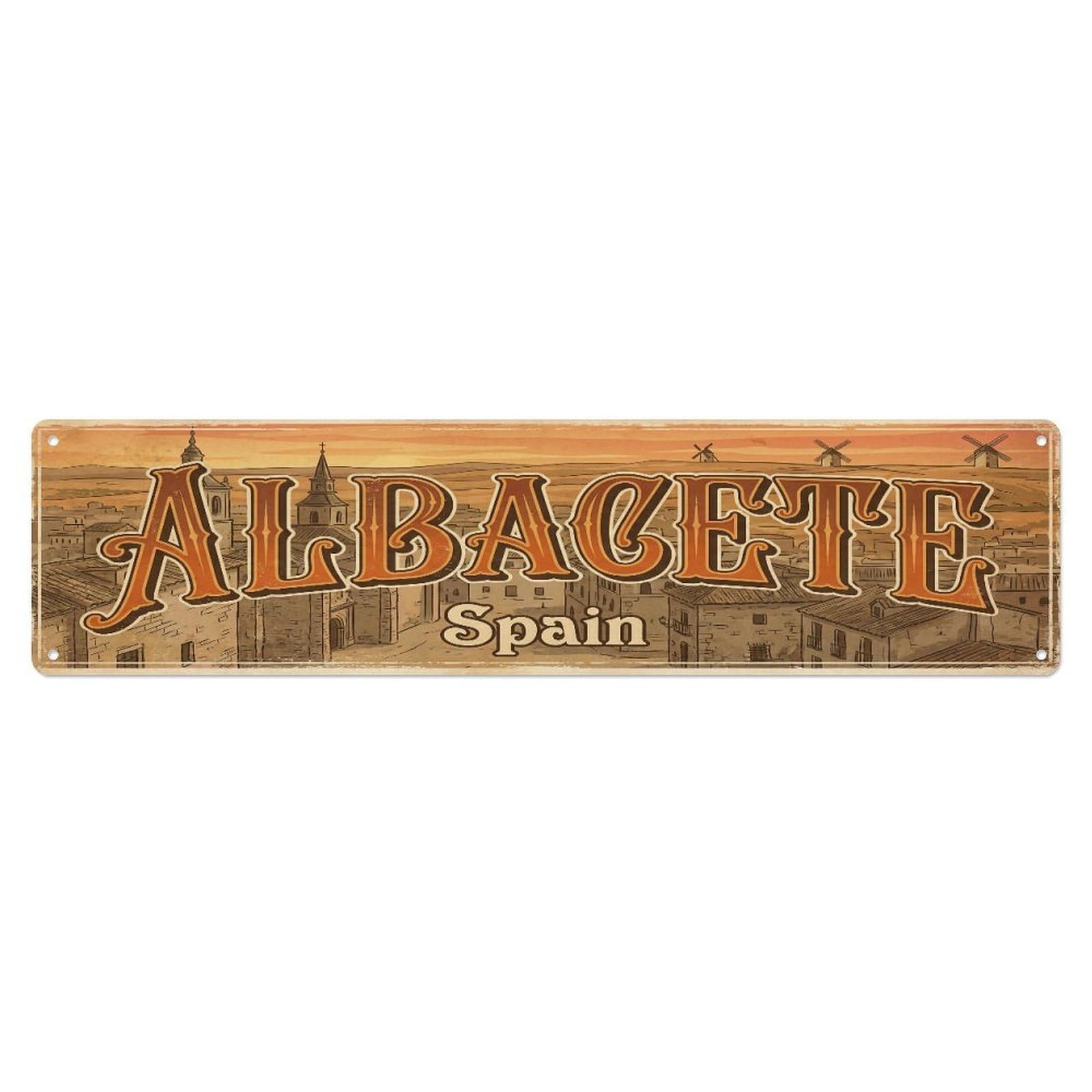 Metal Tin Sign Vintage Travel Spain Albacete