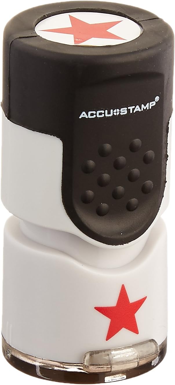 ACCU-STAMP2 Round Pre-ink Stamp, Star Symbol, 5/8" diameter Impression, Red Ink (030726)