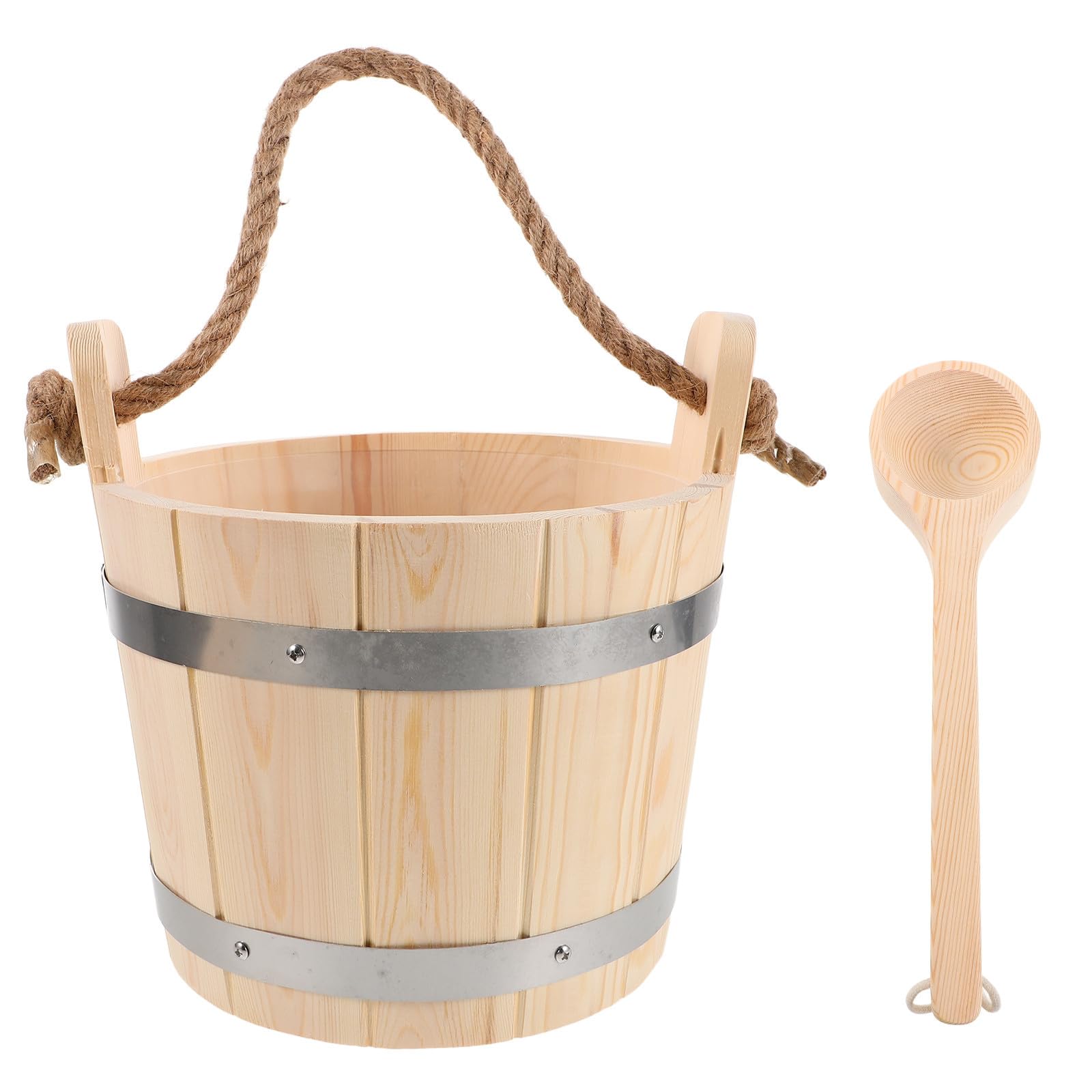 VILLCASE Seau de Sauna en Bois Louche, Usage et Jardin