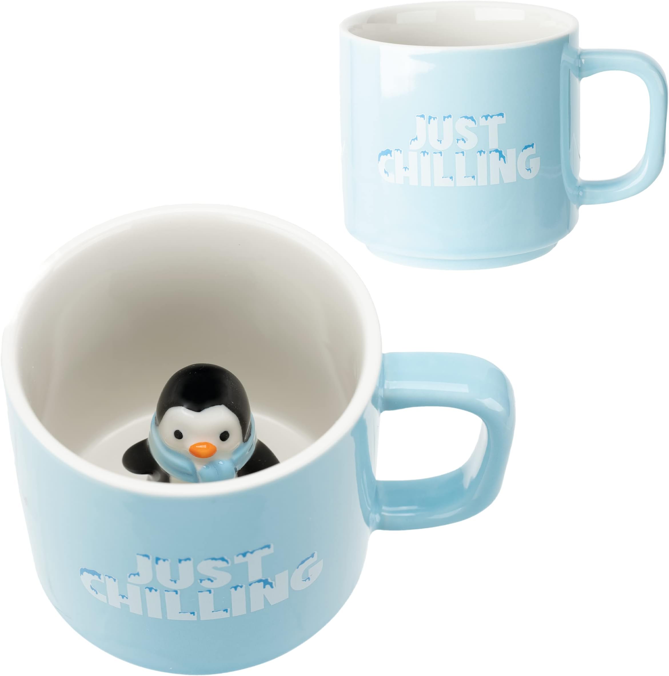 infloatables 3D Penguin Winter Mug - Sturdy Material - Unique Fun Design With Cute Statue Inside - Dishwasher Safe - Valentines Gifts For Him/Her - Great Decor For Office Kitchen - Kids Christmas Mug