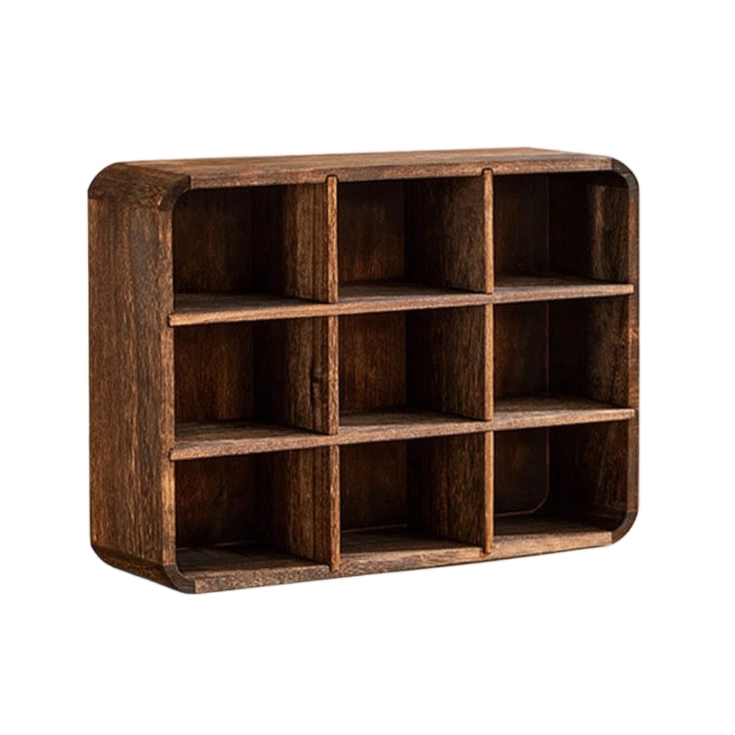 Carbonized Compartment Shelf Back Panel 9 Grids Wood | Smart Organization Versatile Placement Space-Saving Storage Dedicated Display Wood Carbonized 9 Grids-image-2