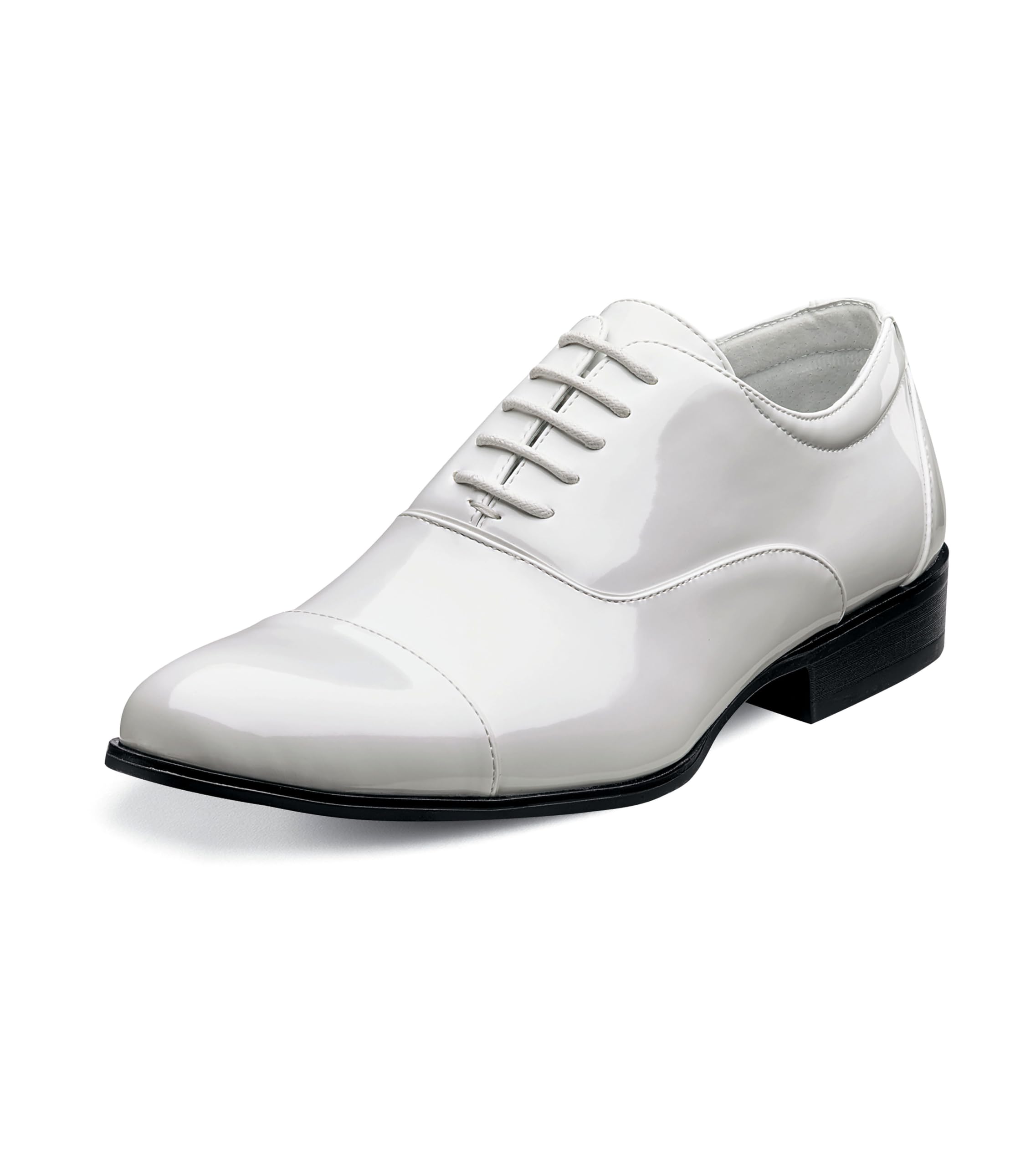 Stacy Adams Gala Herren Smoking Schnürschuh mit Zehenkappe Oxford, weiße Lacklederoptik, 44.5 EU