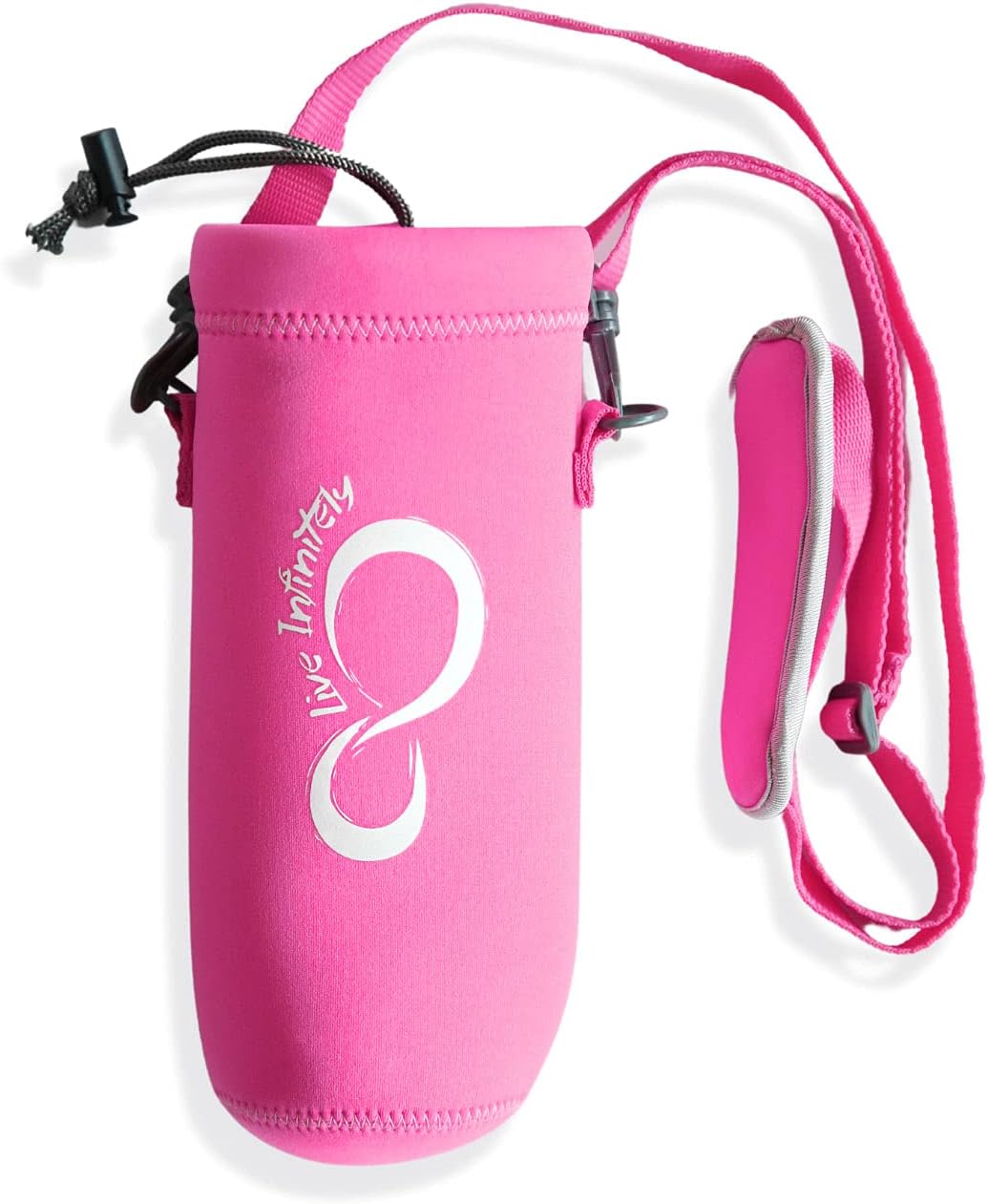 Live Infinitely Universal Water Bottle Carrier - Removable & Adjustable Strap Bottle Holder for Walking, Running & Hiking - Keeps Drinks Cold Due to Insulated Neoprene Sleeve