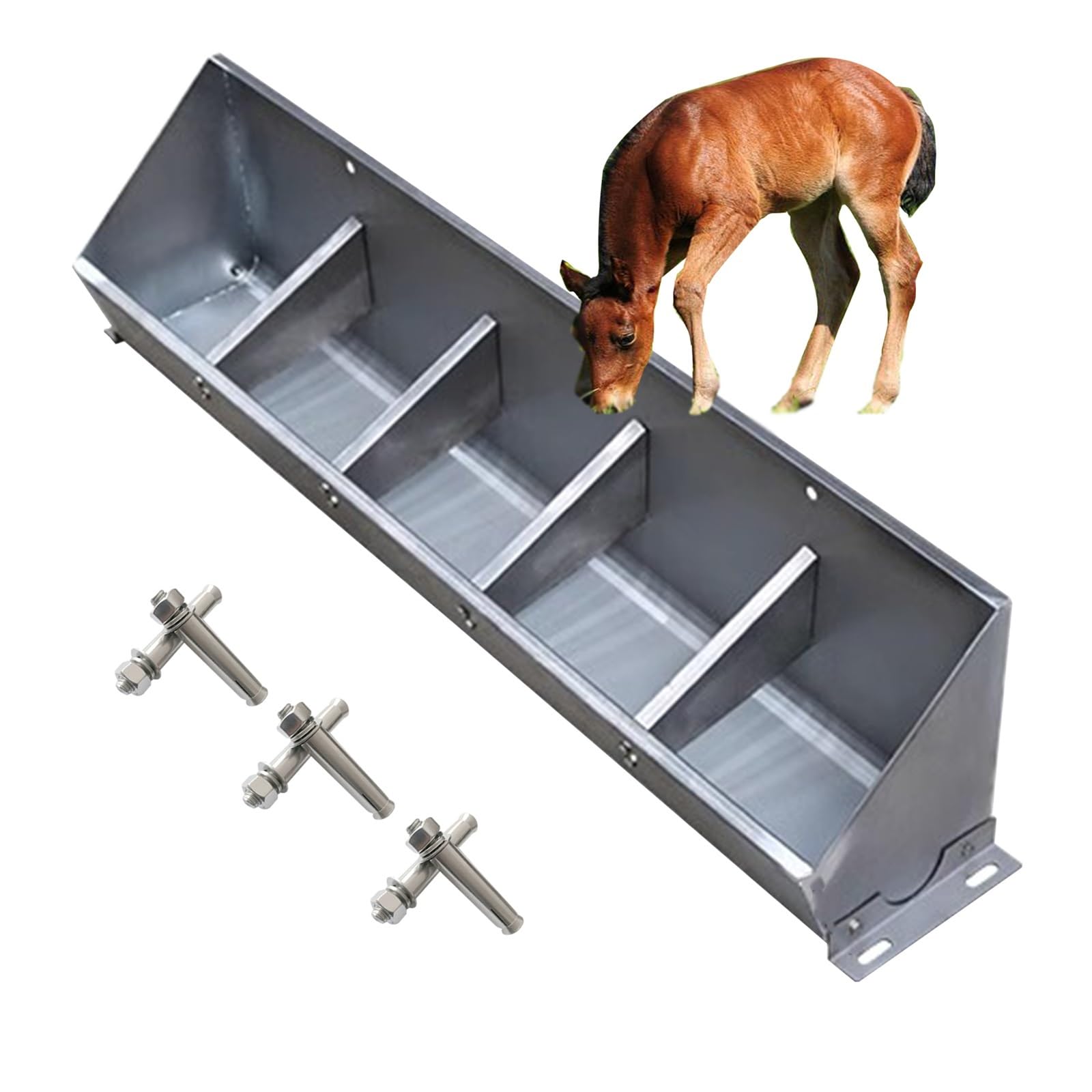 Comedero para ganado de acero inoxidable 2 en 1 para agua y pienso de animales