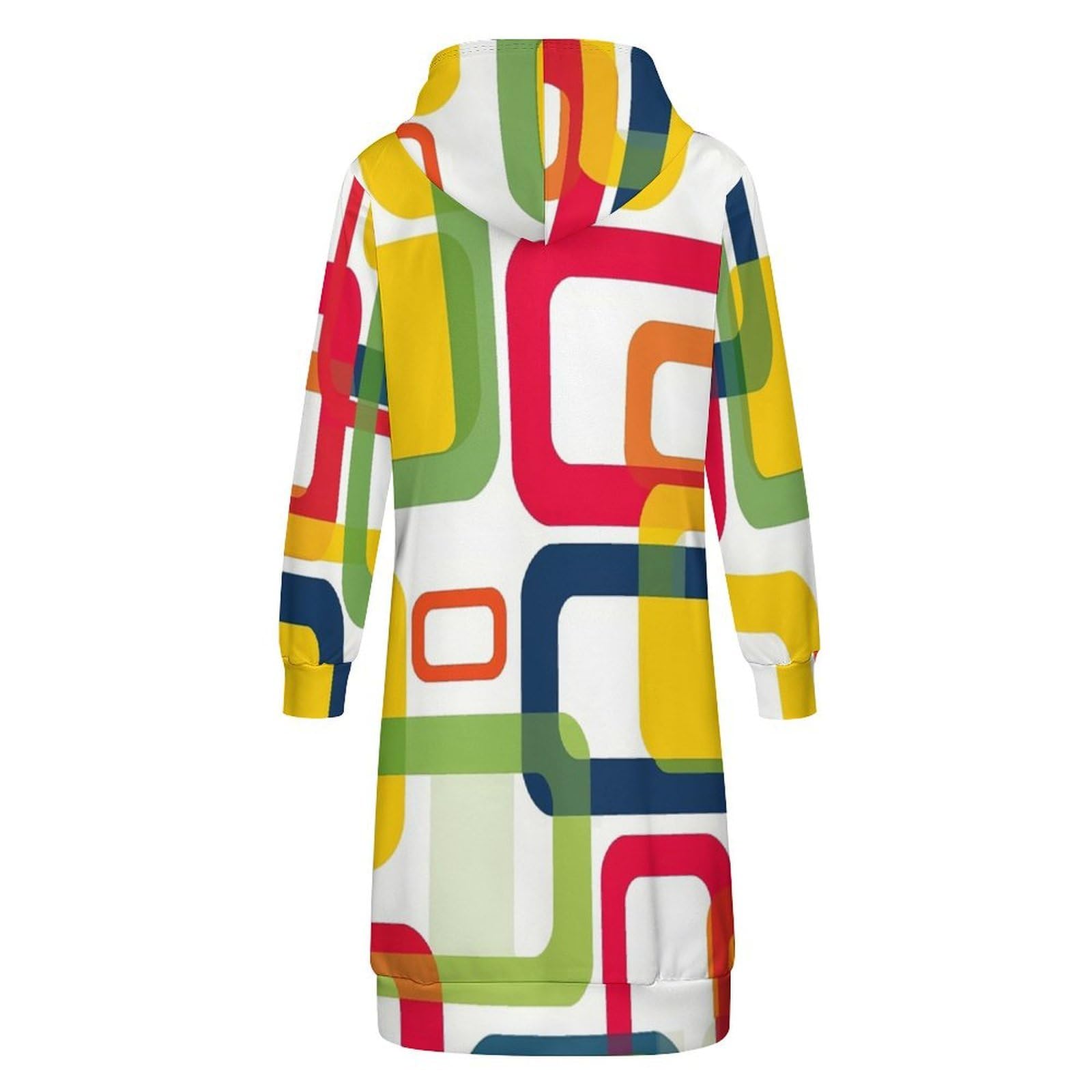 Felpa Donna con Zip Felpe Sportiva con Tasche E Cappuccio Motivo Quadrato Colorato Morbida Invernale Giacca Regolabile Confortevole per Uso Quotidiano Casual