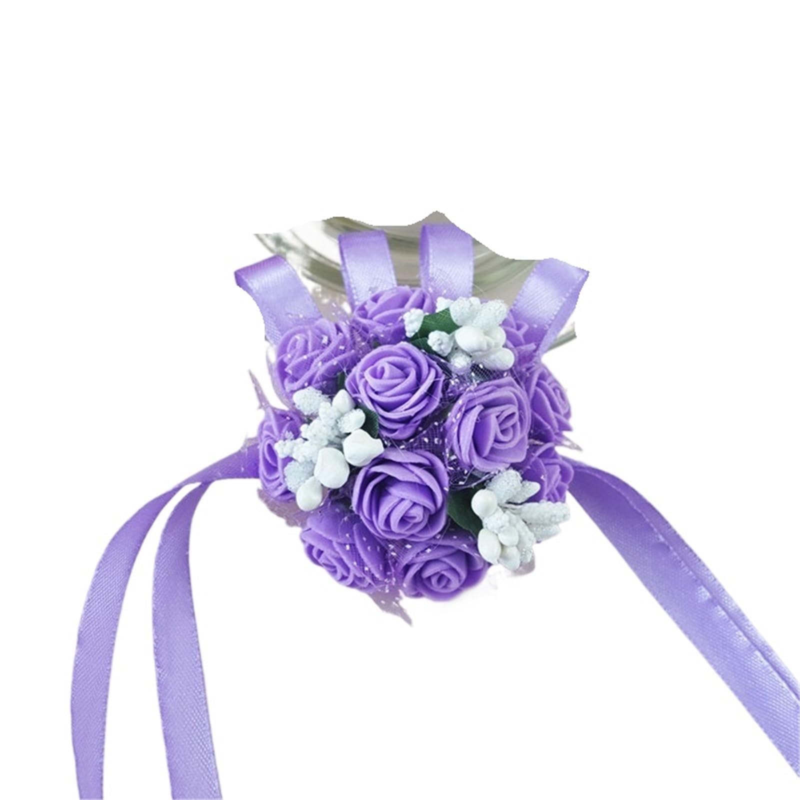 4pc Wrist Corsage Wedding Bridesmaid Fleur Foam Roses Boutonniere Bridal Sister Party Prom Decoration(Pink)