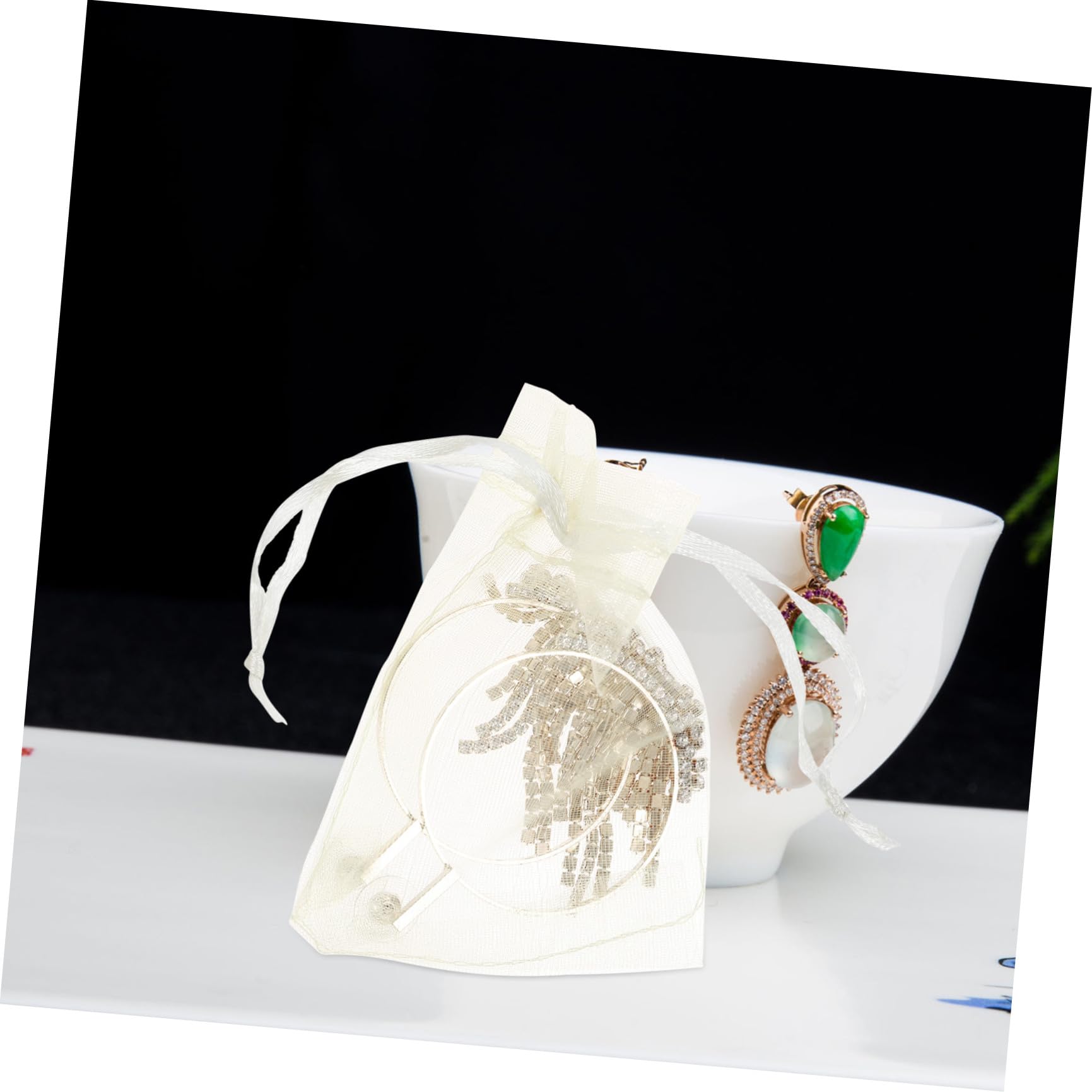 FOMIYES 5 Set Sacchetto in Organza Sacchetto Organza Sacchetti Bomboniere Bag Piccola Borsa Trasparente Coulisse Per Borse in Sacchettini Bomboniere Beige 100 Pezzi * 5