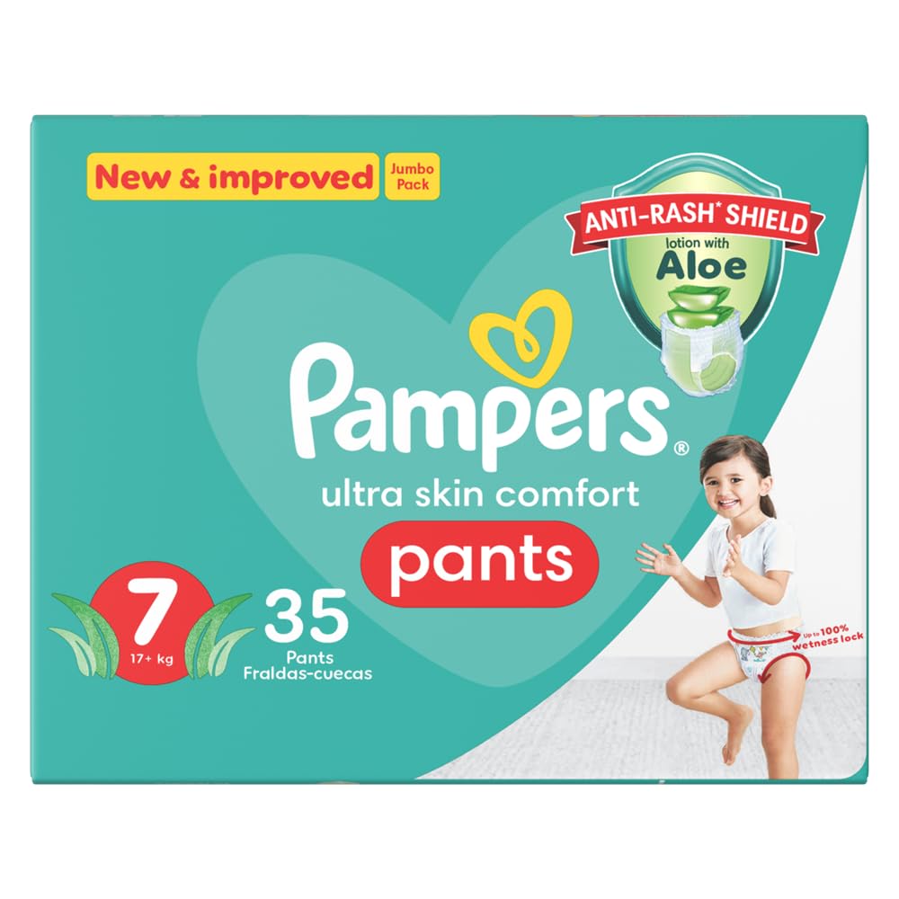 Pampers Baby Dry Pants Diapers with Aloe Vera Lotion, 360 Fit & up to 100% Leakproof, Size 7, 17+kg,