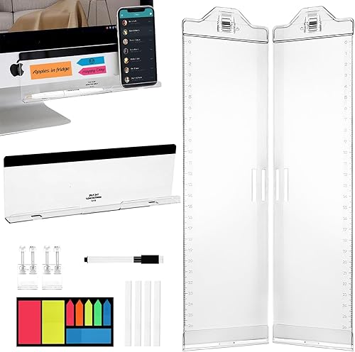 Miniatura 8 de Tableros de notas para monitor para computadora, paquete de 2 unidades (izquierda y derecha) multifunción de acrílico para recordatorio, panel