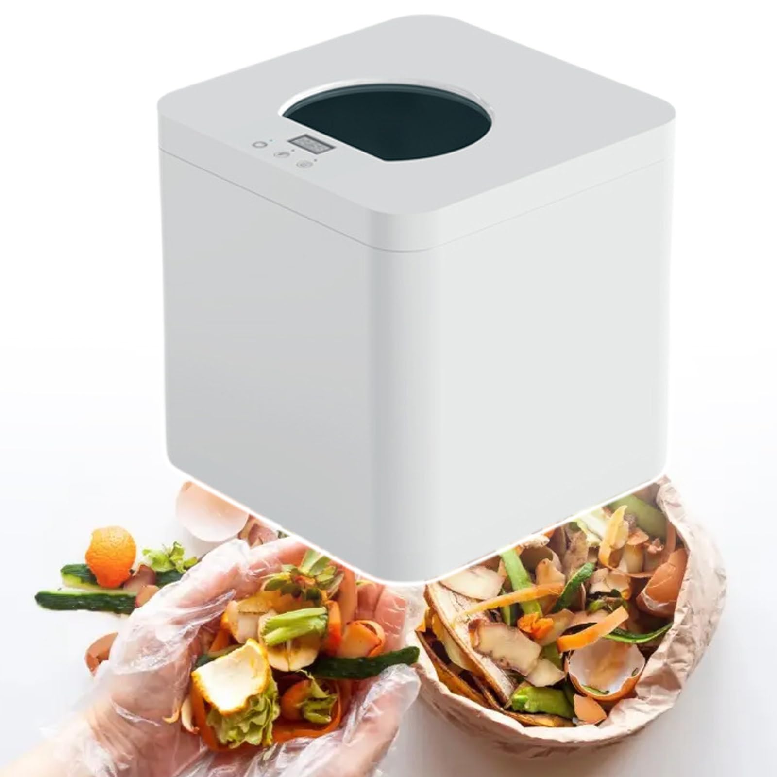 Compostatore Elettrico da 650 W, Dispositivo di Compostaggio Intelligente per Interni da 3,3 L, unità di Riciclaggio Alimentare da Tavolo con Doppia modalità,110V