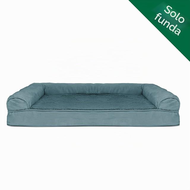 Foto 2 de 6 de FurHaven Funda de Repuesto para Cama de Perro Estilo sofá de Felpa y Gamuza, Color Piscina Profunda, Mediana