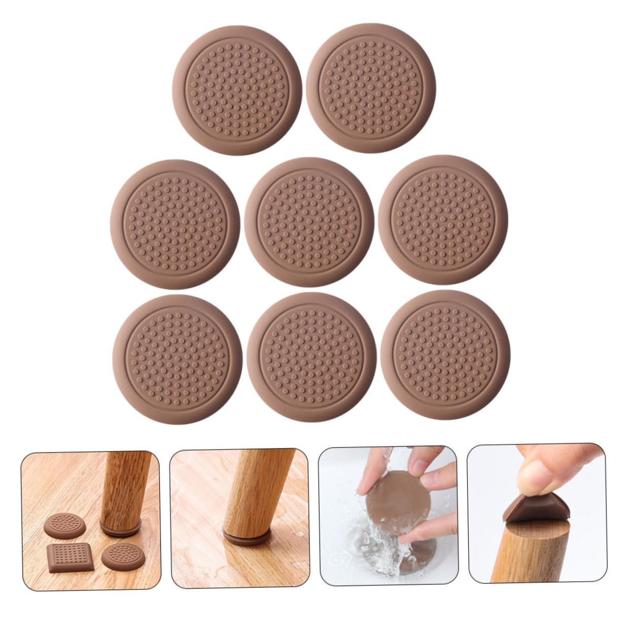 Gadpiparty 5 Set Tovaglietta Tappeto Salvapavimento Gambe Di Ricambio Per Sedia Costumista Tappi Piedini Da Tavolo in Silicone Tappetini Salvapiedi Per Mobili Gel Di Silice Brown 8 Pezzi*5