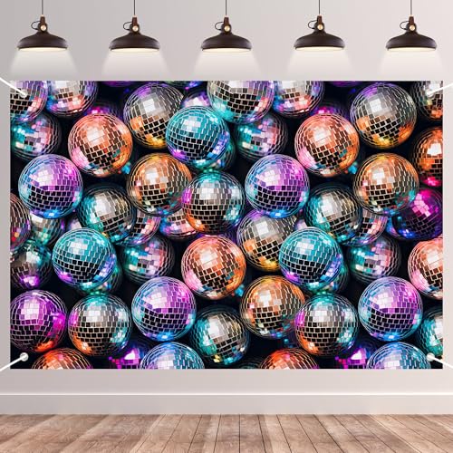 Fondo fotográfico bolas de disco retro 72x43 pulg miniatura 1