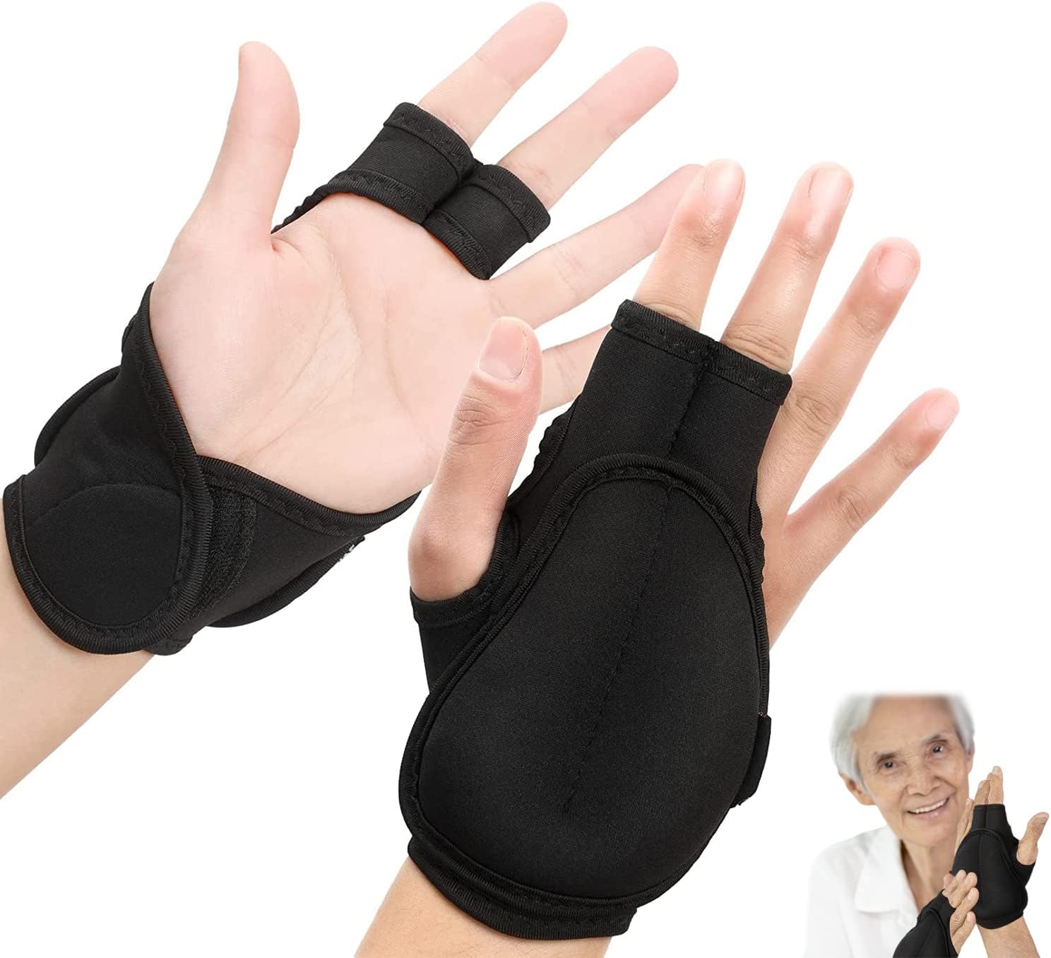 SYOSI 1 Pair Weighted Gloves for Tremors Weighted Utensils for Hand Tremors Hand Stop Adjustable Wrist Weights Glove with Holes for Tremors and Patients (2 x 1.1 lb, Each Glove)