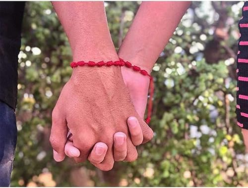 Miniatura 4 de SAELACY 6 piezas de pulseras de nudos hechas a mano en rojo y negro con cuentas contra el mal de ojo, para protección y buena suerte, pulseras de