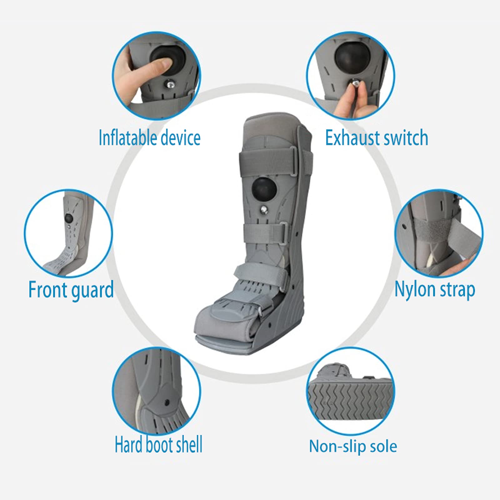 Zapatos de Tobillo Bota ortopédica para fracturas para Hombres y Mujeres Tobillera Ajustable en Lugar de Yeso para Proteger el Tobillo Fijo para Lesiones Fracturas Esguinces (XL)