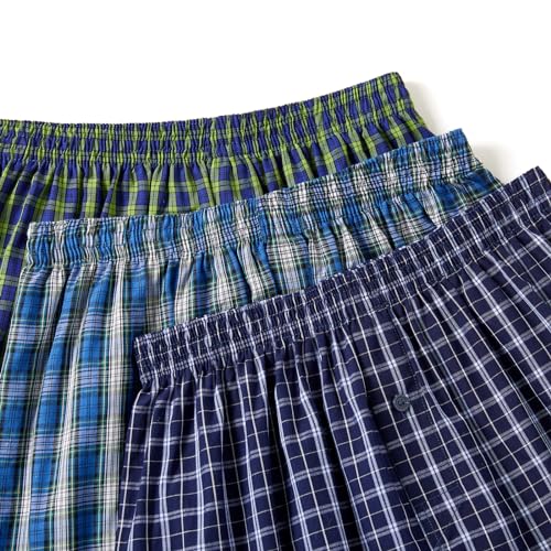 Men's Boxer Shorts 100% Cotton Classic Plaid Woven Boxers for Men Soft Breathable Mens Underwear with Button Fly4