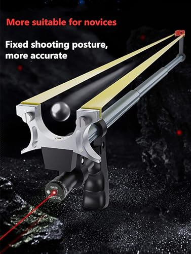 Miniatura 2 de Tirachinas profesionales, varilla recta de alta precisión telescópica de alta potencia roja luz infrarroja catapulta con banda de goma plana,