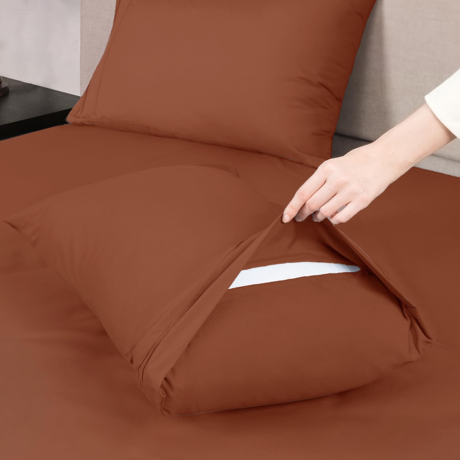 Queen Size Bettwäsche-Set 4-teilig – Weiche Mikrofaser, Kühlend & Knitterfrei | Hotelqualität Mit Tiefen Taschen | Wüstenblume Design