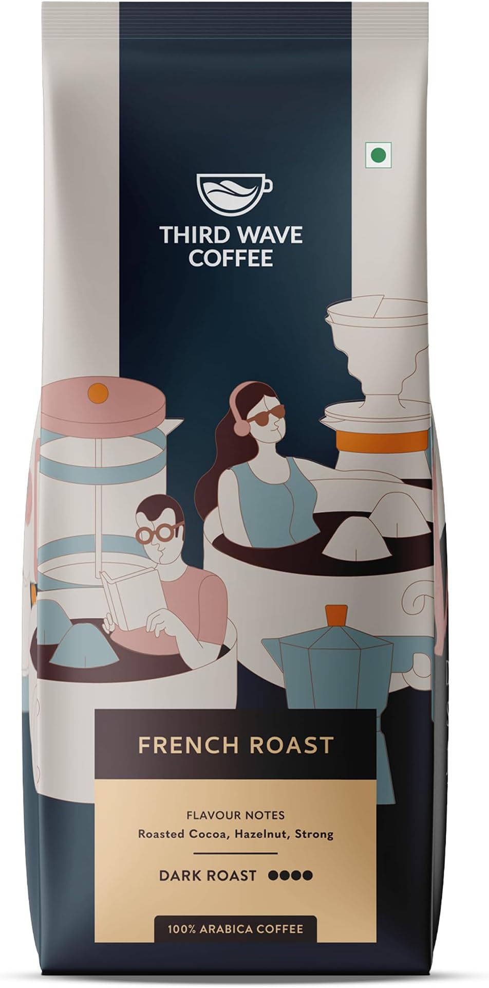 French Roast Arabica Coffee, Dark Roast, Coarse Grind, 250 Gram (Cold Brew)