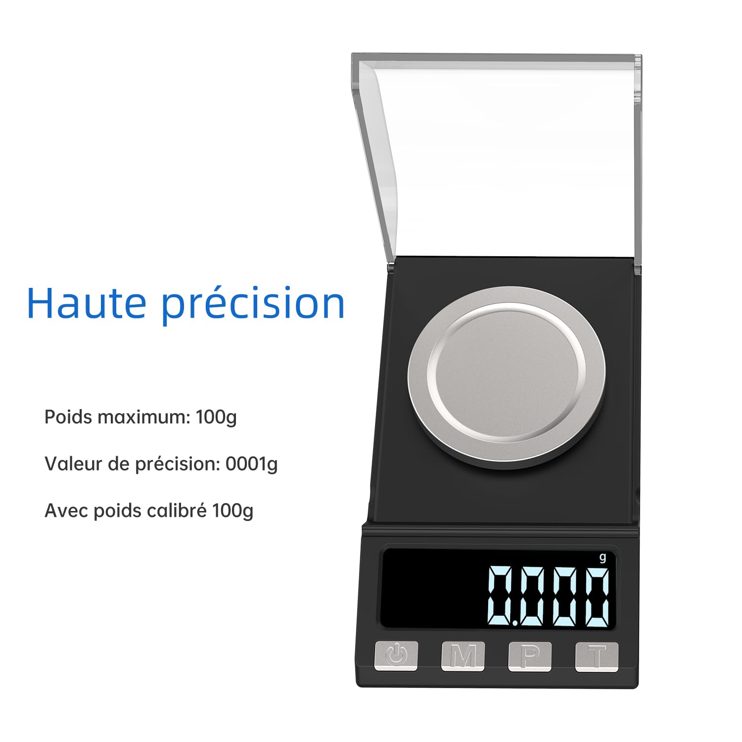 Recargable por USB 100 g/0,001 g Balanza de Precisión Miligramos Balanzas de Bolsillo Balanzas de Joyería,Balanza de Cocina Apply to Weighing Powder,Joyería, Oro Bolsillo con Peso de Calibración