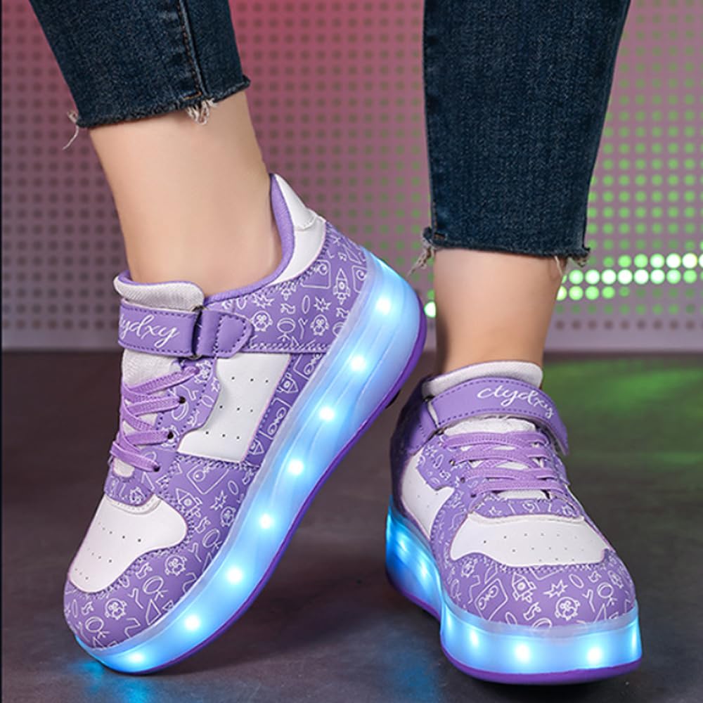 Patins à roulettes Lumineuses pour Enfants Débutants, Basket à Roulettes avec Crochet et Boucle