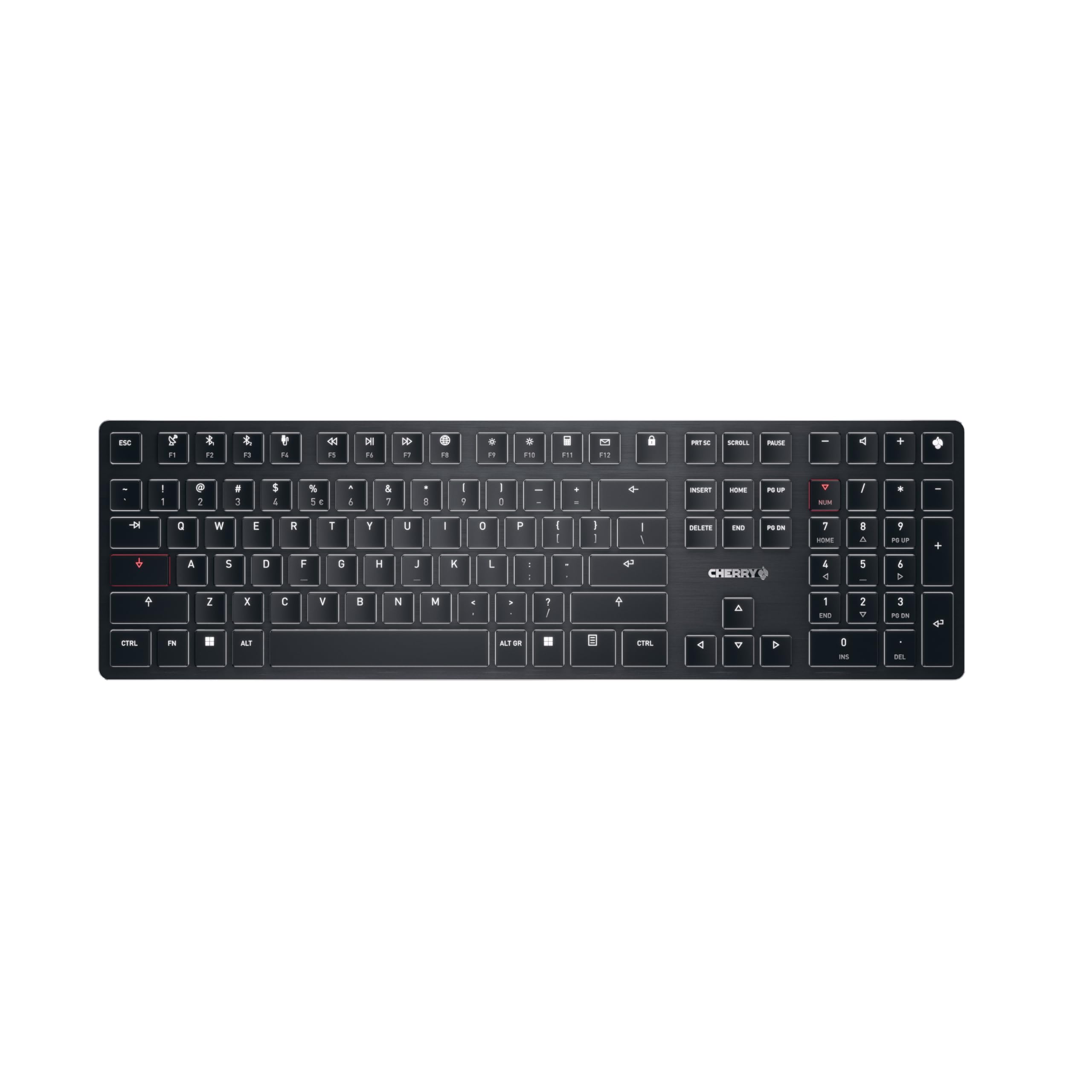 CHERRY KW X ULP, Ultra Flache Mechanische High-End-Tastatur, EU-Layout (QWERTY), Kabellose Multi-Device-Tastatur Für Bis Zu 4 Geräte, Wiederaufladbar, Schwarz
