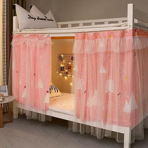 Miniatura 5 de Lindas cortinas de litera de tela de privacidad para niñas de fondo, 2 paneles, árbol rosa