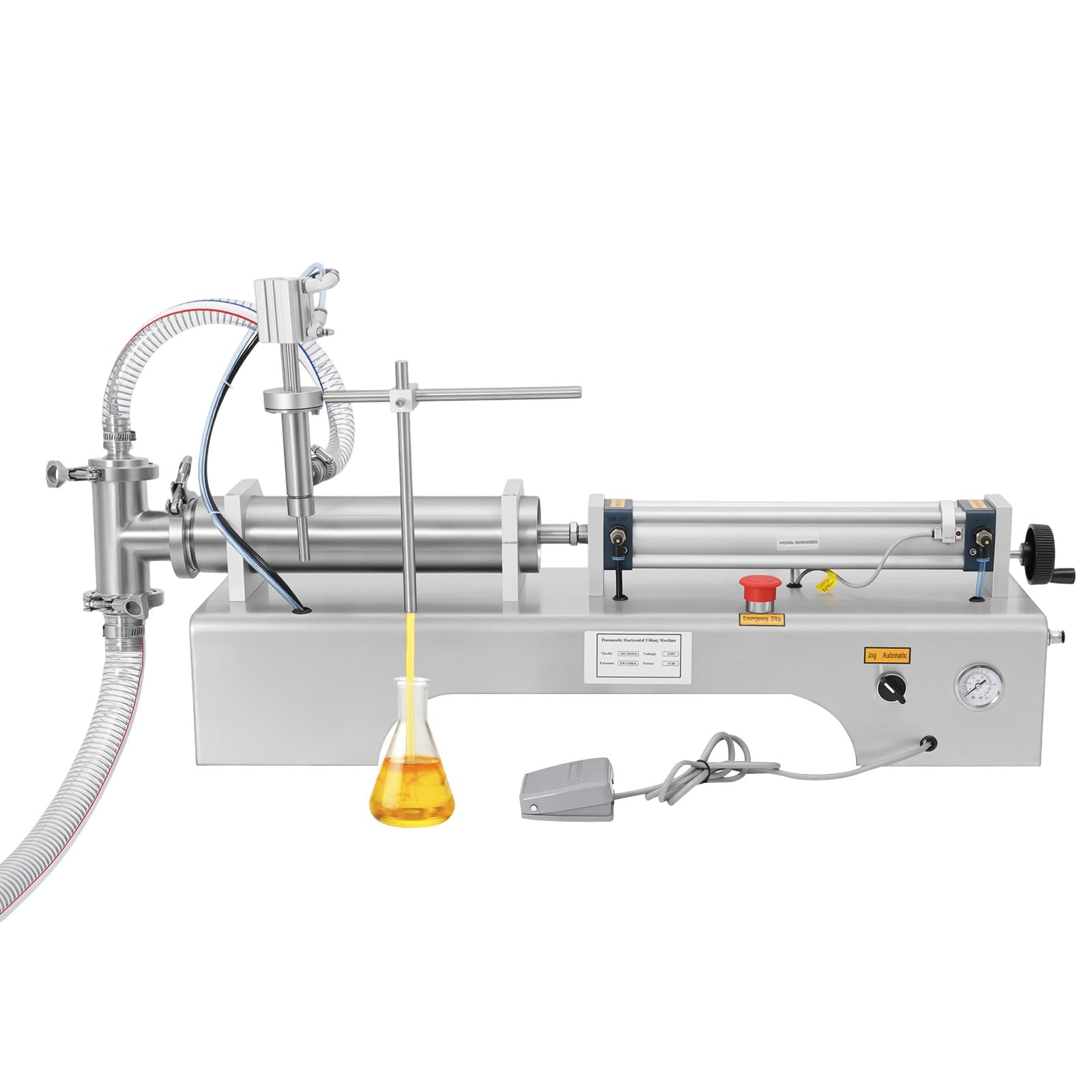Riempitrice pneumatica orizzontale per liquidi, 30 W, 100-1000 ml, riempitrice pneumatica, autoadescante, in acciaio inox, per bevande farmacologiche